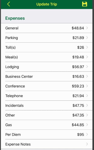 Business Center Expense Field