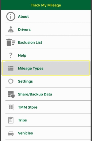 Mileage Type Tracking